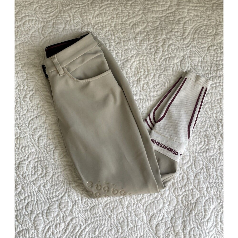 Cavalleria Toscana Beige Compression Breeches IT 38 Knee Grip Riding Show Pants